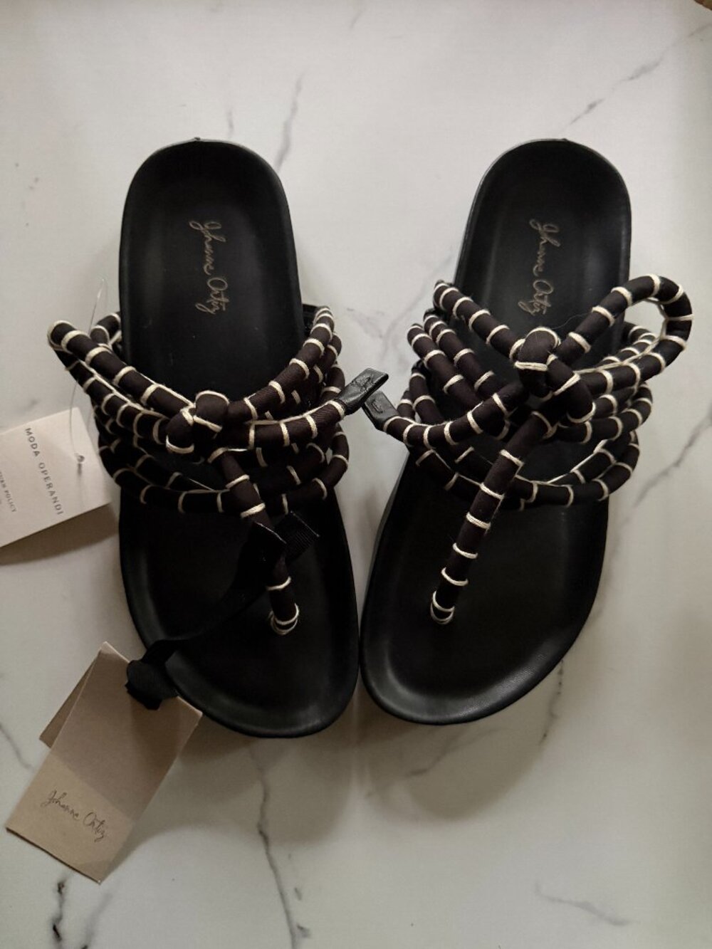 Johanna Ortiz Black Tribal Whisper Cotton Cord Sandal Sz 40 NWT - Picture 4 of 8